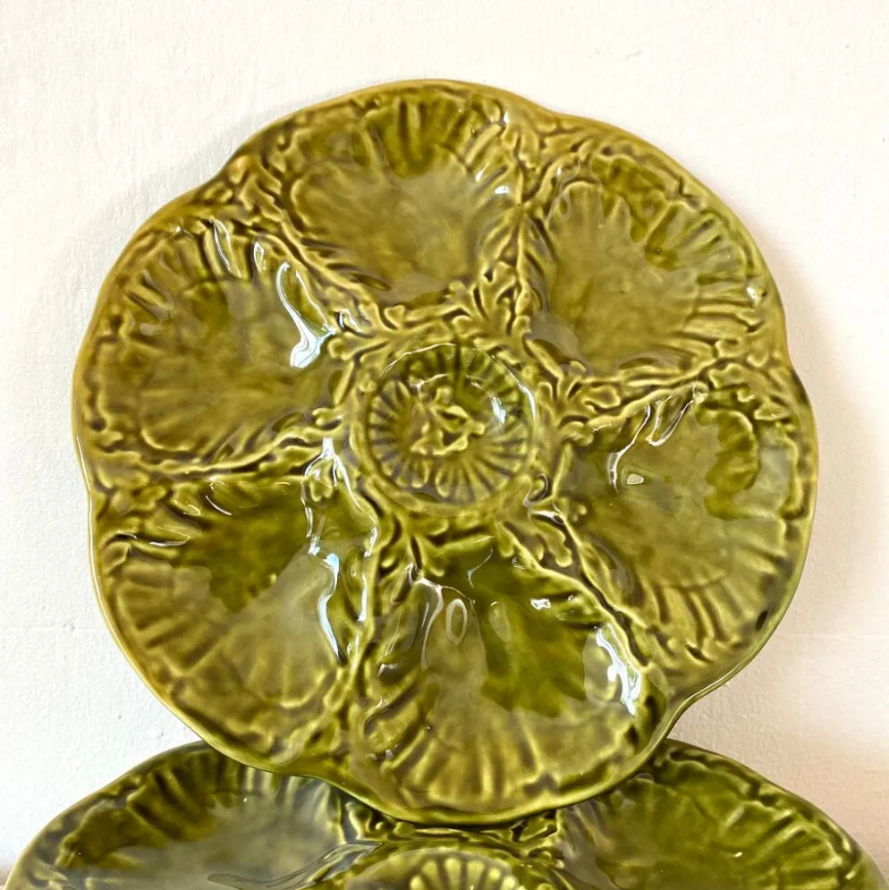 Assiettes à huîtres vintage en céramique de Gien