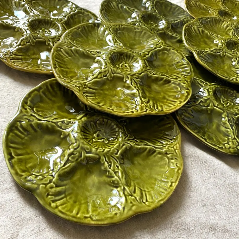 Assiettes à huîtres vintage en céramique de Gien