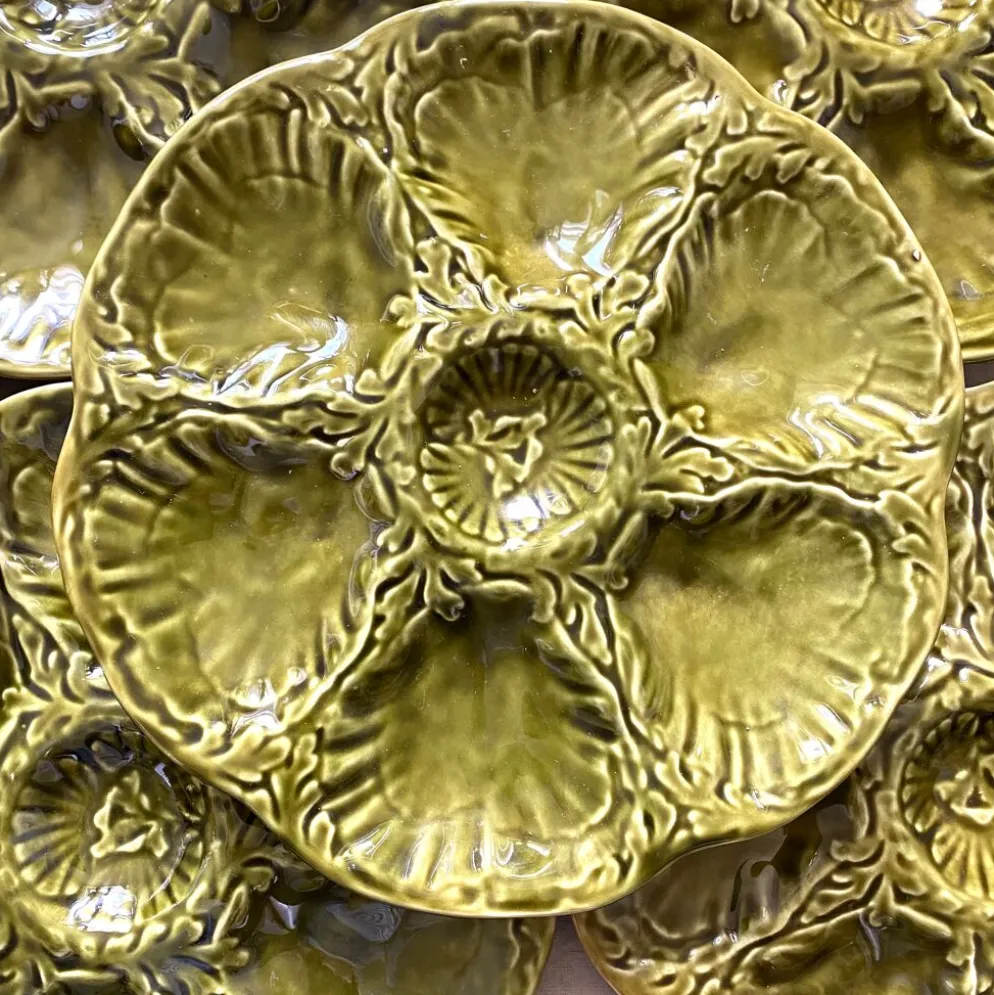 Assiettes à huîtres vintage en céramique de Gien