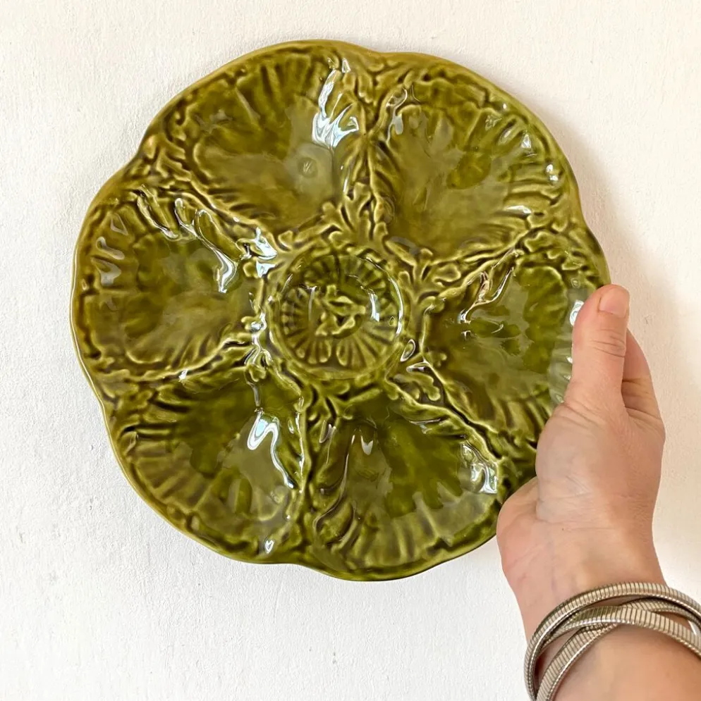 Assiettes à huîtres vintage en céramique de Gien