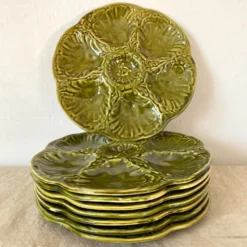 Assiettes à huîtres vintage en céramique de Gien