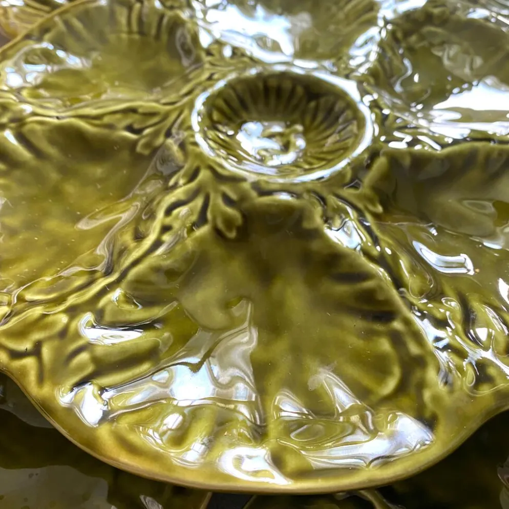 Assiettes à huîtres vintage en céramique de Gien