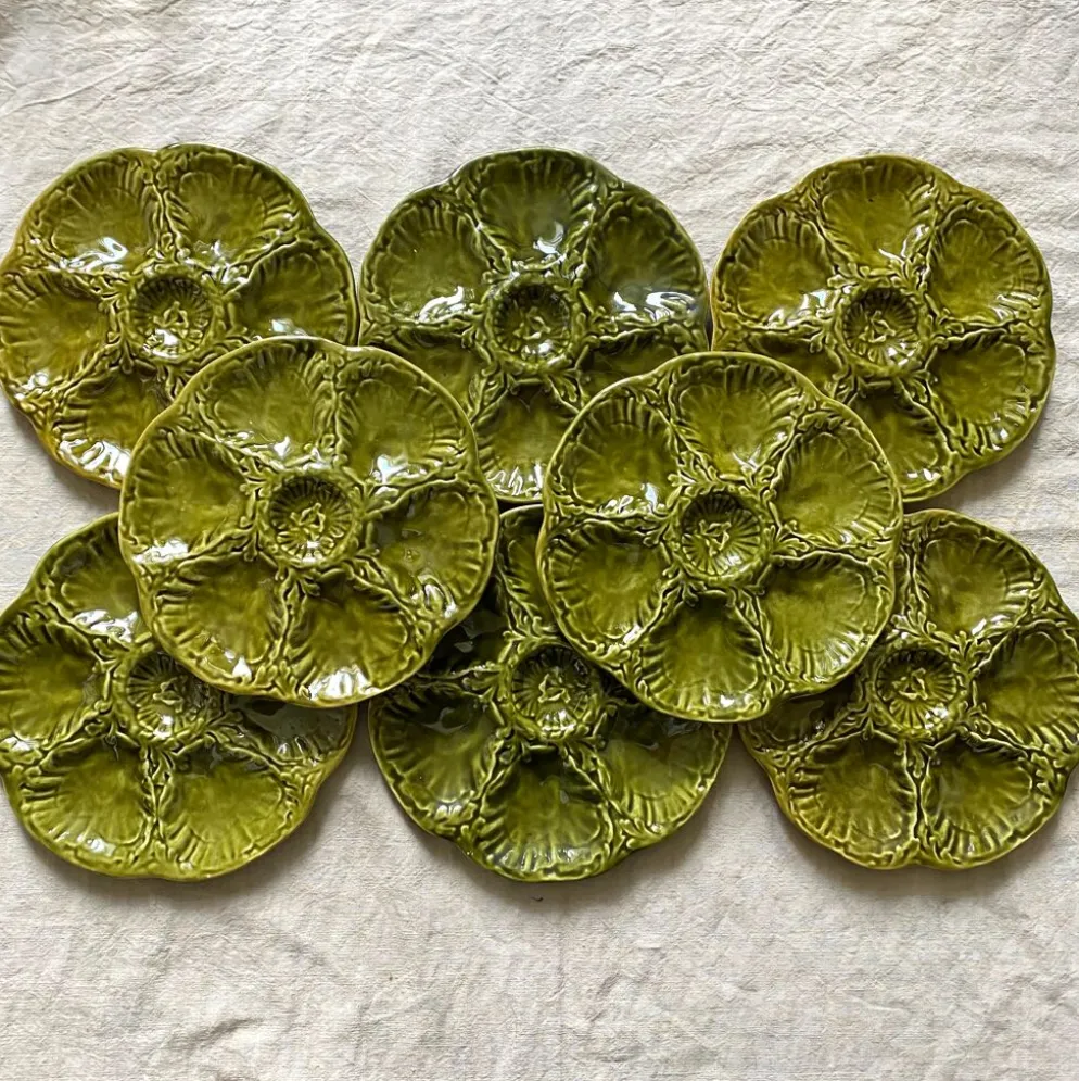 Assiettes à huîtres vintage en céramique de Gien