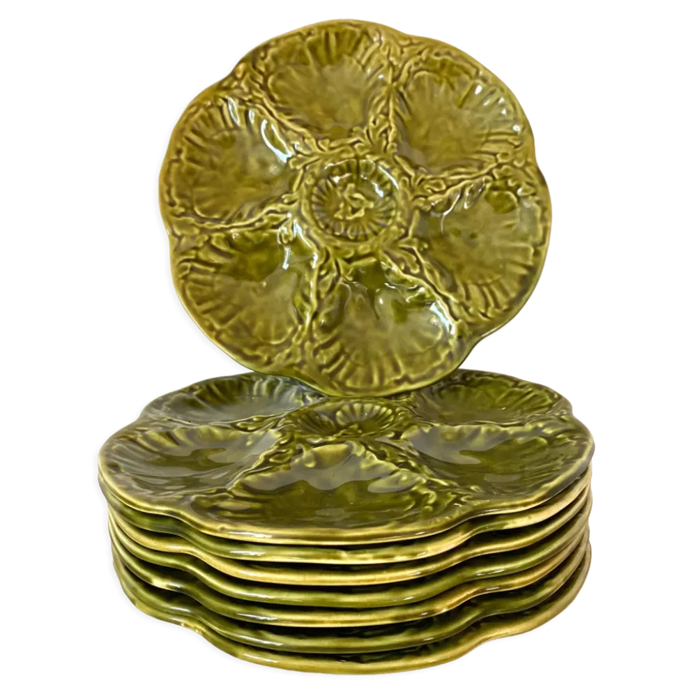 Assiettes à huîtres vintage en céramique de Gien