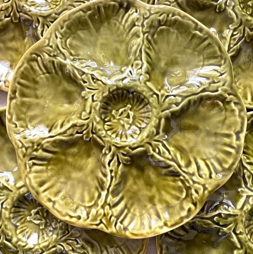 Assiettes à huîtres vintage en céramique de Gien