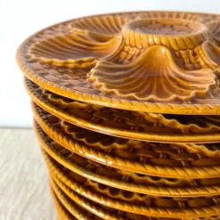 Assiettes à huîtres vintage en céramique x 12