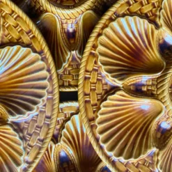 Assiettes à huîtres vintage en céramique x 12