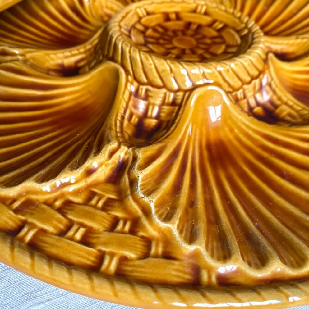 Assiettes à huîtres vintage en céramique x 12
