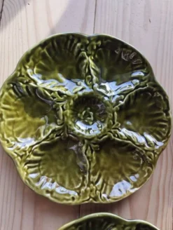 6 Assiettes à huîtres vintage en céramique de Gien
