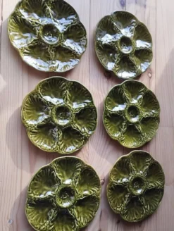 6 Assiettes à huîtres vintage en céramique de Gien