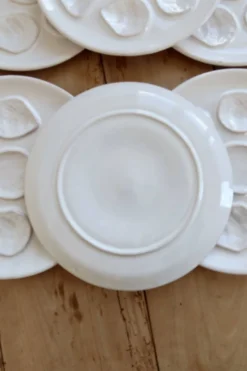 6 assiettes à huîtres vintage en faïence