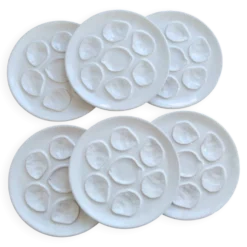 6 assiettes à huîtres vintage en faïence