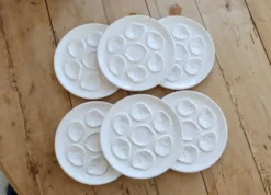 6 assiettes à huîtres vintage en faïence
