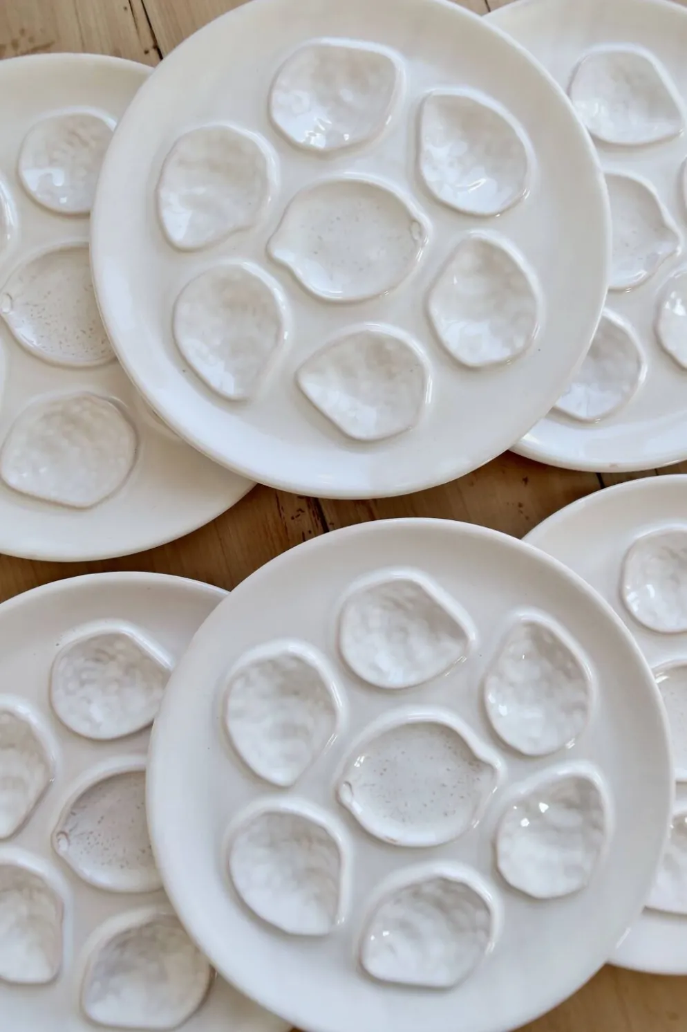 6 assiettes à huîtres vintage en faïence
