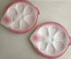 Assiettes à huîtres vintage forme limande
