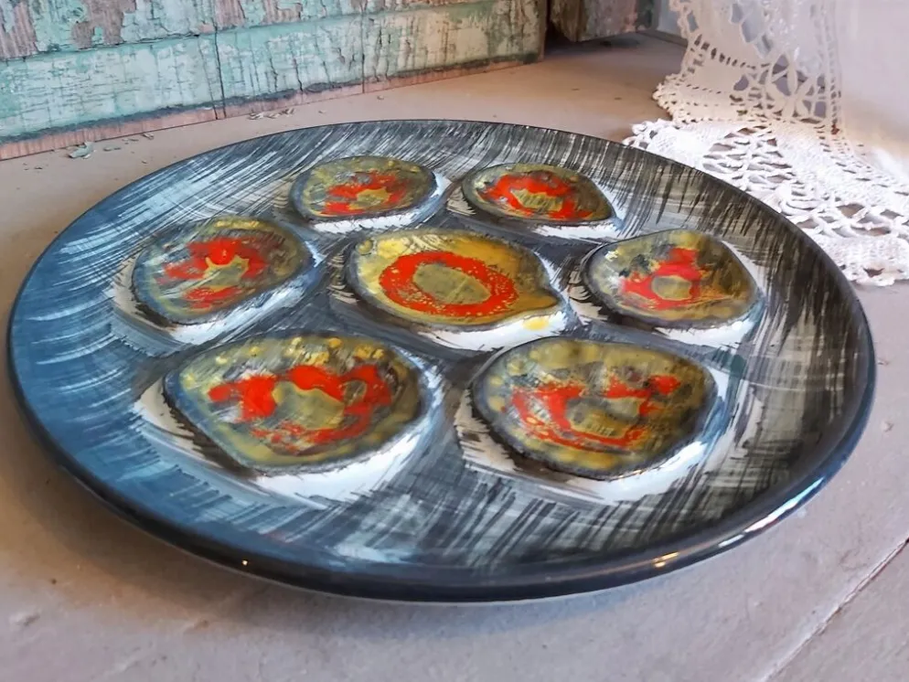 Assiettes à huîtres vintage françaises de Pornic