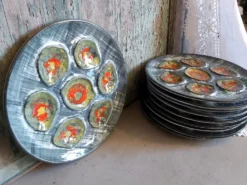 Assiettes à huîtres vintage françaises de Pornic