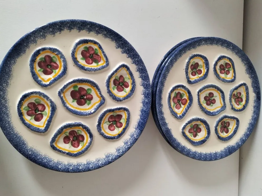 6 assiettes à huîtres vintage MBFA Pornic