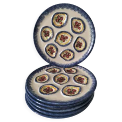 6 assiettes à huîtres vintage MBFA Pornic