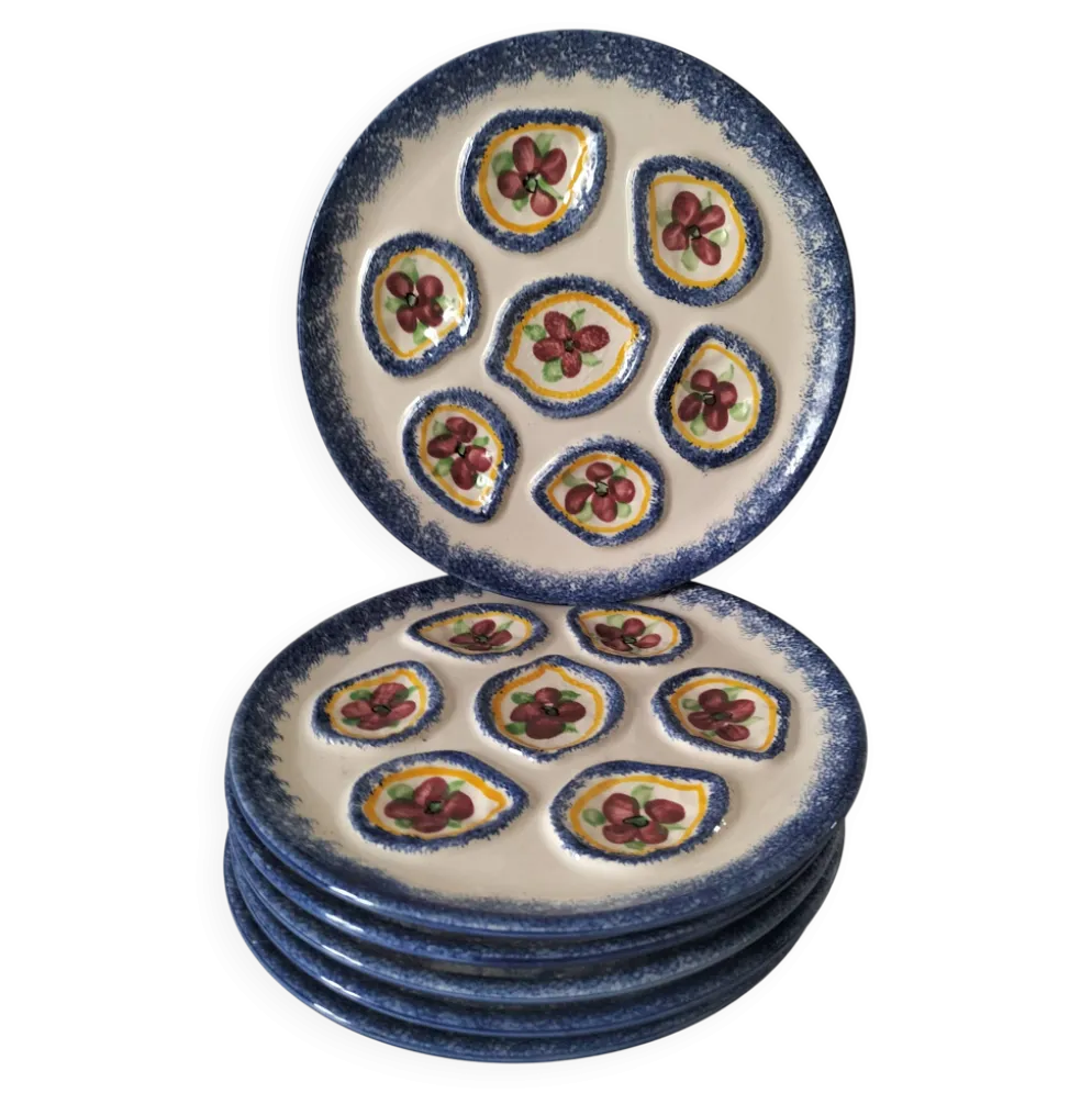 6 assiettes à huîtres vintage MBFA Pornic
