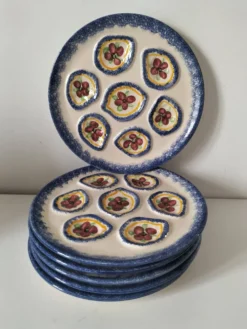 6 assiettes à huîtres vintage MBFA Pornic