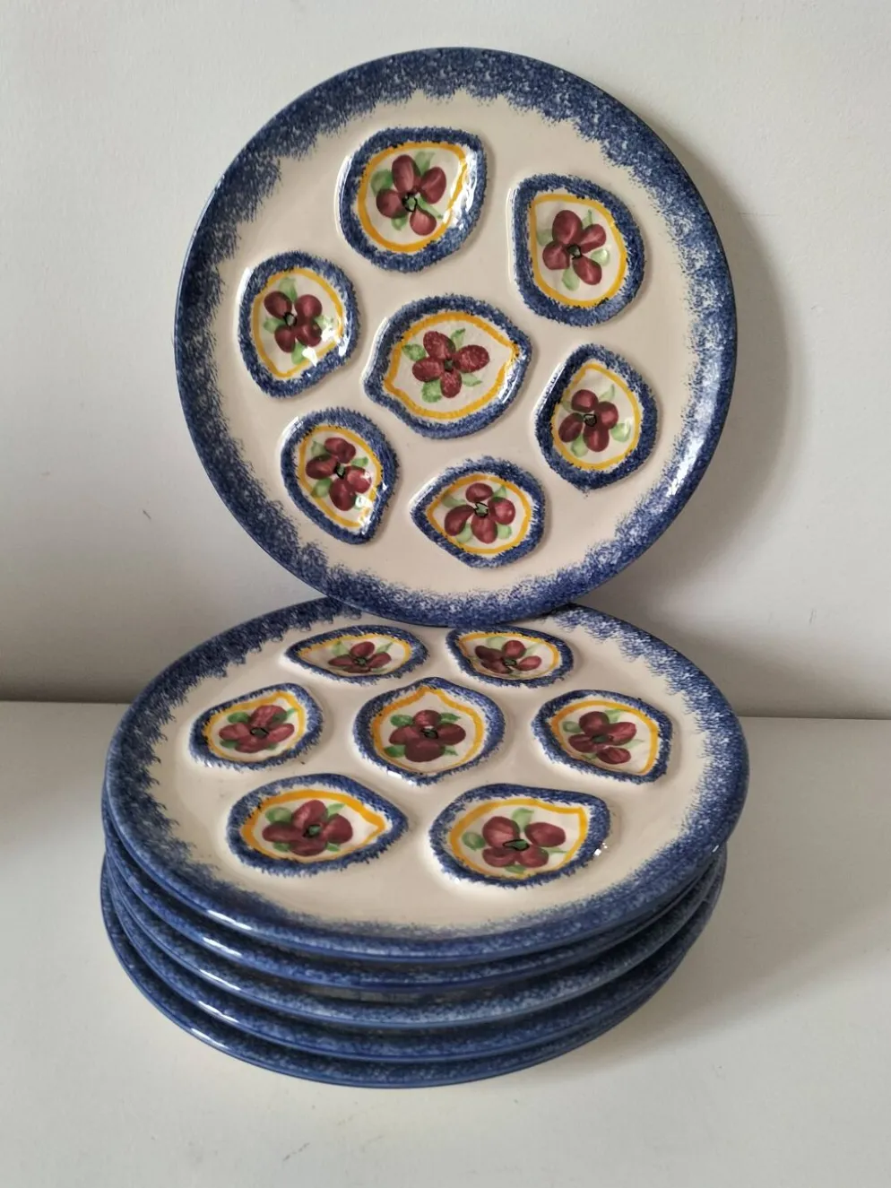 6 assiettes à huîtres vintage MBFA Pornic