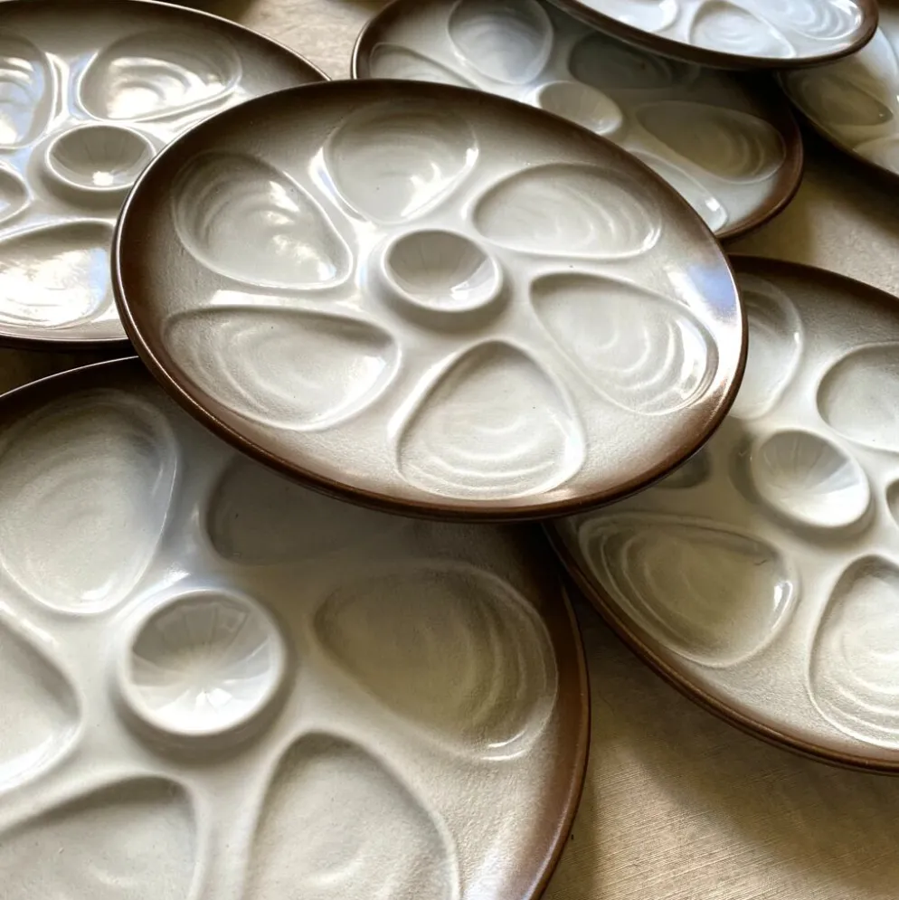 Assiettes à huîtres vintage salins France