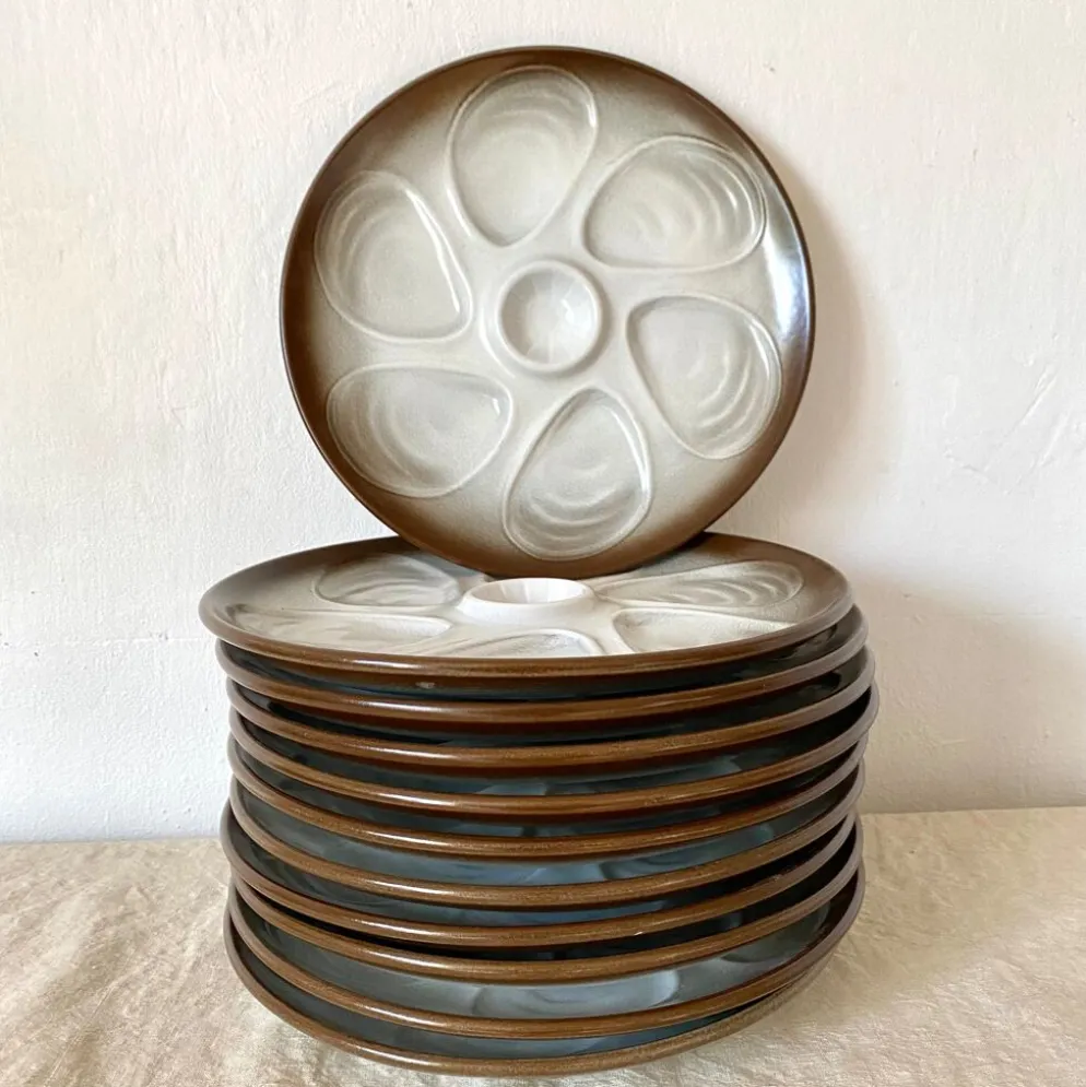 Assiettes à huîtres vintage salins France