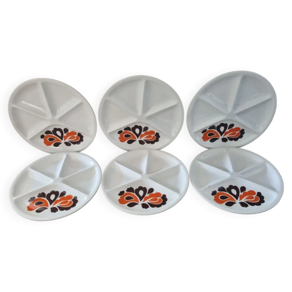 Assiettes Le Creuset pour fondue de 1970