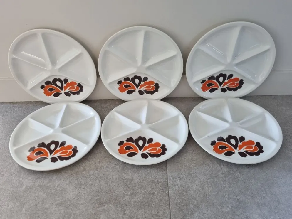 Assiettes Le Creuset pour fondue de 1970