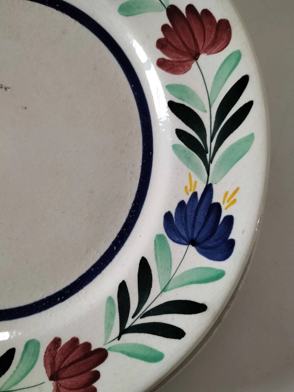 4 assiettes Longchamp décor floral stylisé années 30-50