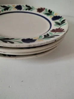 4 assiettes Longchamp décor floral stylisé années 30-50
