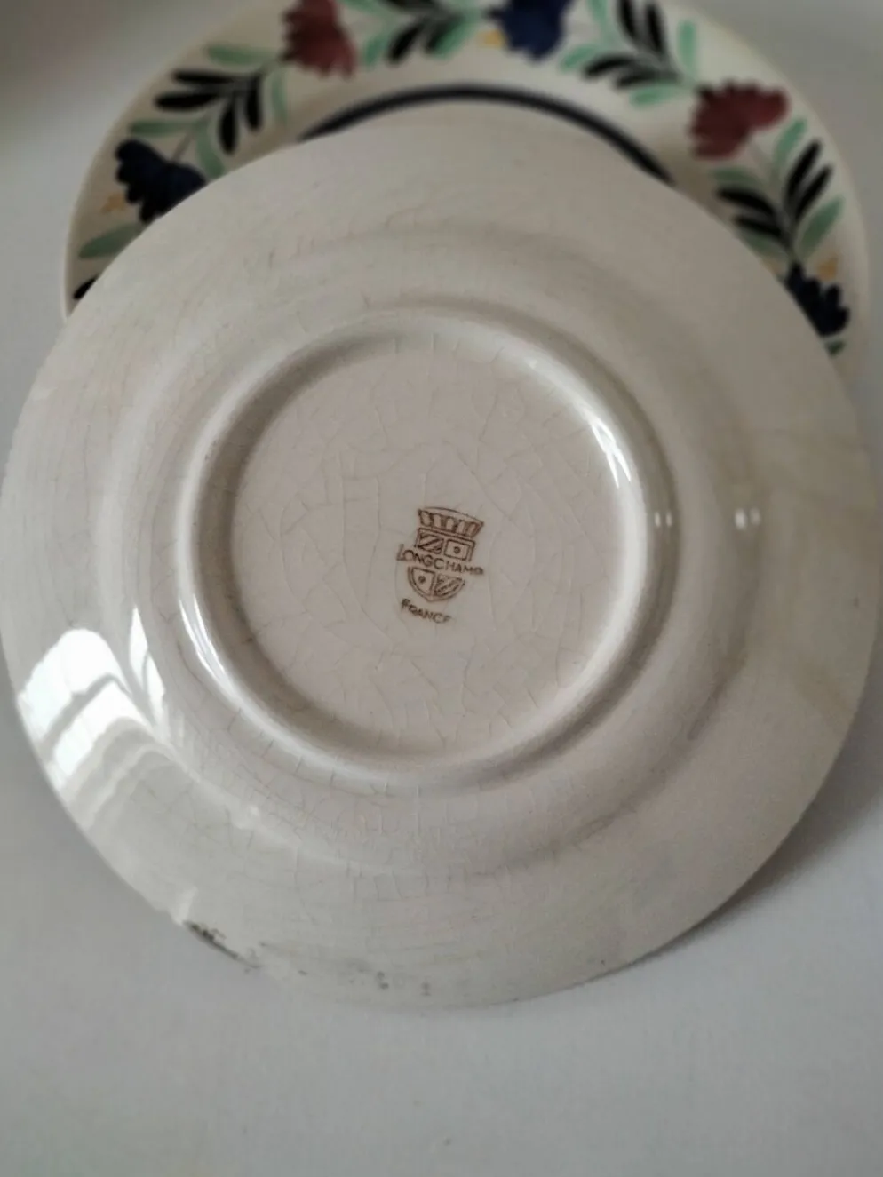 4 assiettes Longchamp décor floral stylisé années 30-50