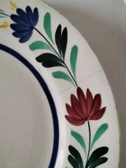 4 assiettes Longchamp décor floral stylisé années 30-50