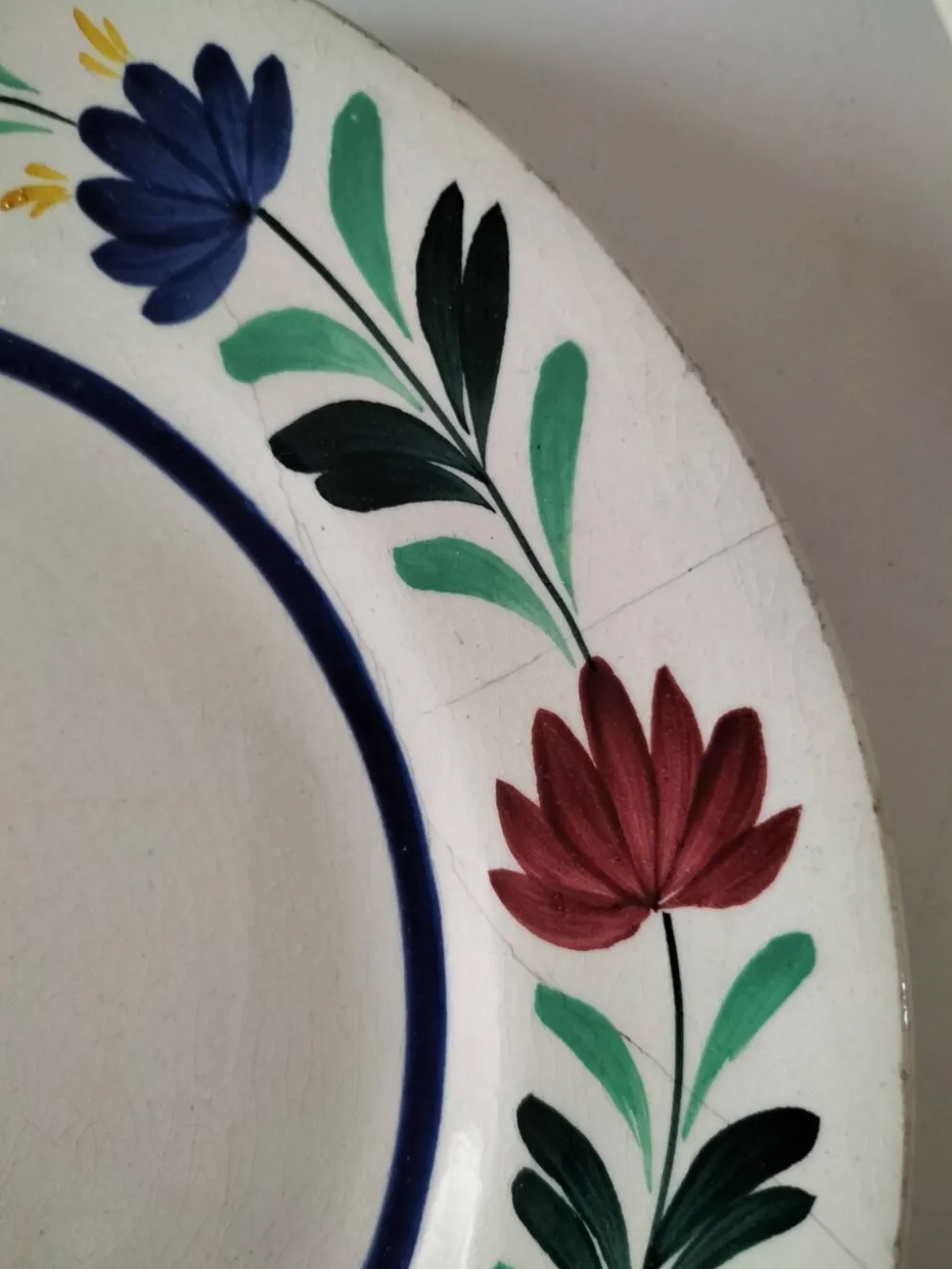 4 assiettes Longchamp décor floral stylisé années 30-50