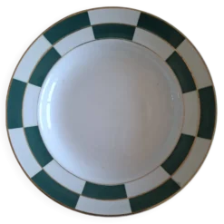 Assiettes Luneville damier ver et blanc 1910-1930