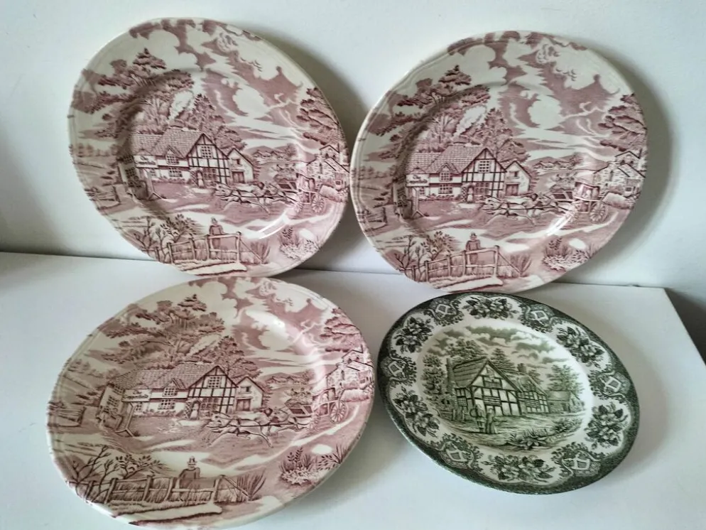 4 assiettes Lunéville & Ironstone – décor English Style