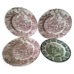 4 assiettes Lunéville & Ironstone – décor English Style