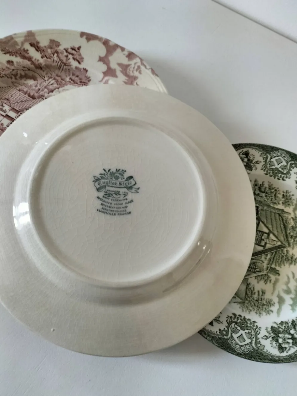 4 assiettes Lunéville & Ironstone – décor English Style