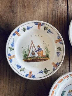 Assiettes 19ème Faïence populaire Moulin des Loups & Hamage