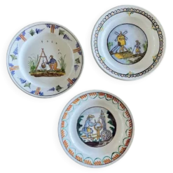 Assiettes 19ème Faïence populaire Moulin des Loups & Hamage