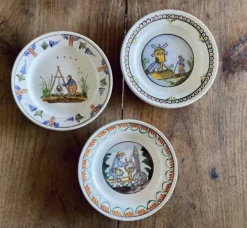 Assiettes 19ème Faïence populaire Moulin des Loups & Hamage