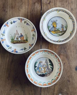 Assiettes 19ème Faïence populaire Moulin des Loups & Hamage