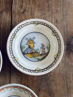 Assiettes 19ème Faïence populaire Moulin des Loups & Hamage