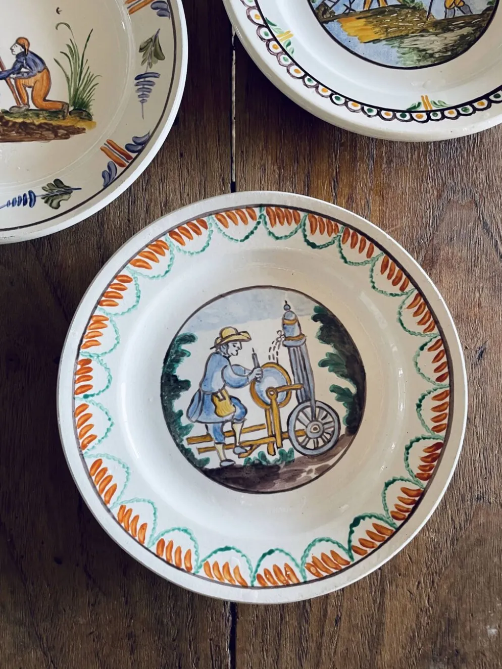 Assiettes 19ème Faïence populaire Moulin des Loups & Hamage