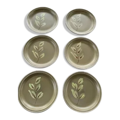 6 assiettes peintes à la main, atelier du revernay vintage