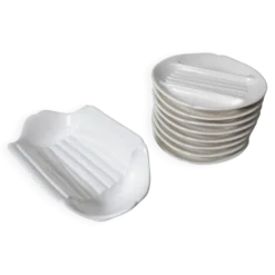 8 assiettes + 1 plat à asperges faïence de salins pompadour blanc vintage