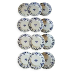 12 assiettes plates anciennes de Longchamp