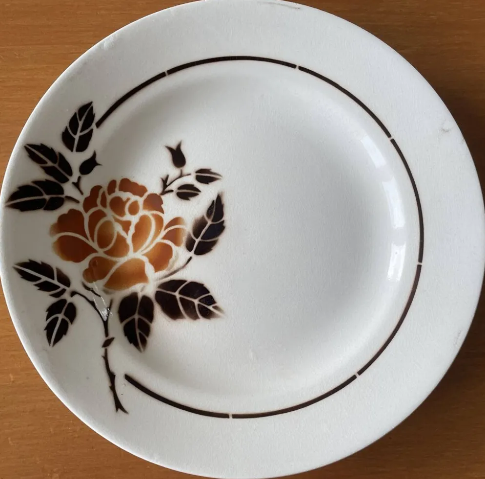 8 assiettes plates anciennes en faïence de Saint-Amand (Nord)