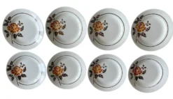8 assiettes plates anciennes en faïence de Saint-Amand (Nord)